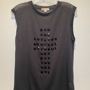 Sheer shirt with cross detail